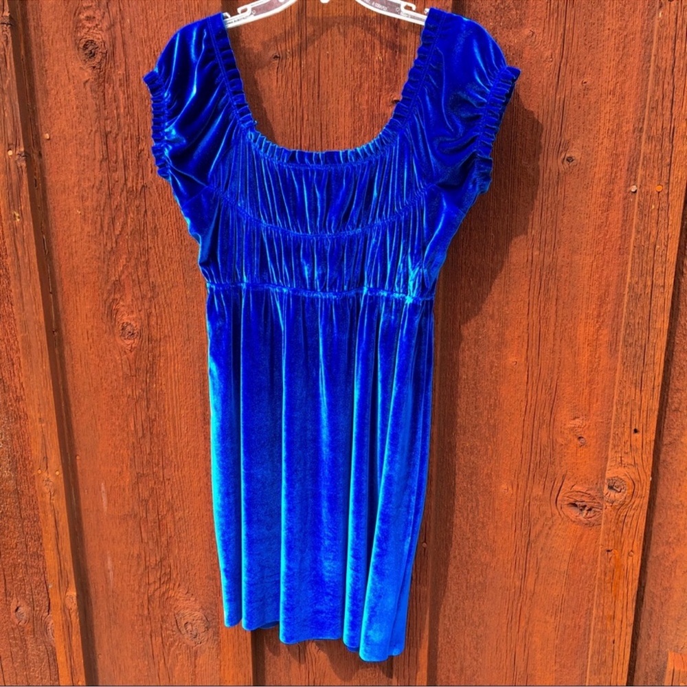 Free People Vibrant Blue Velvet Dress - Picture 4 of 6